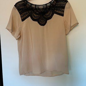 Anthropologie Cream Lil Jukka Silk Lace Blouse
